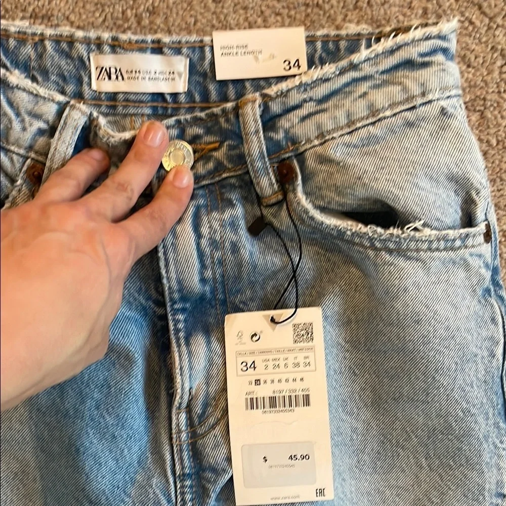 Zara Light Blue Straight Leg Jeans